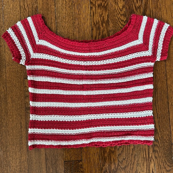Cropped Striped Sweater Top - Picture 1 of 5